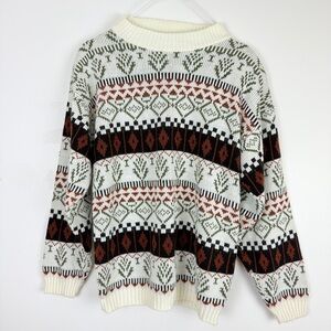 Vintage La Vista Fair Isle Sweater Made in USA Nordic Knit Pullover Retro 80s